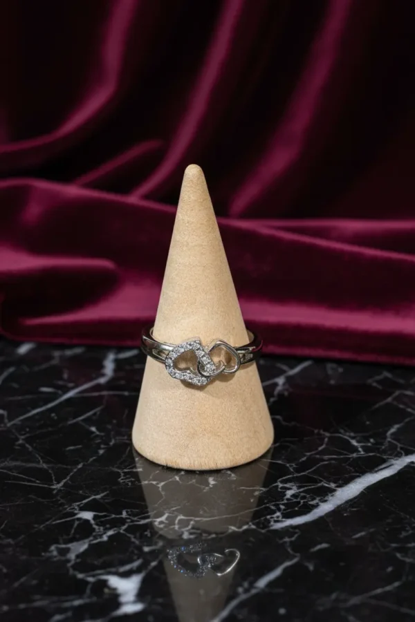 Silver CZ Interlinked Heart Band Ring for Women