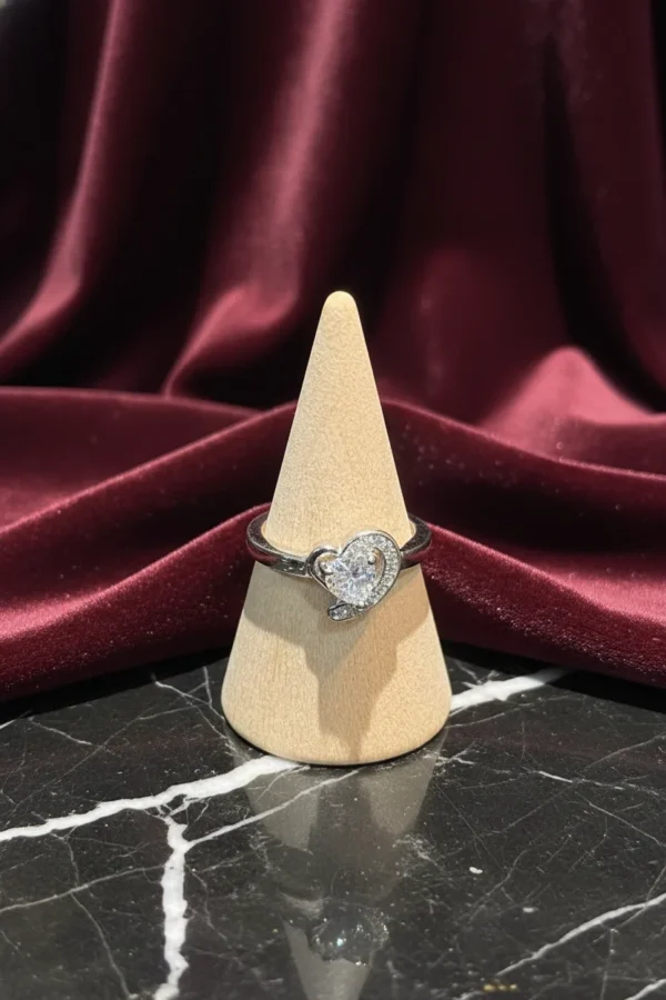 Silver 925 Heart Solitaire Ring
