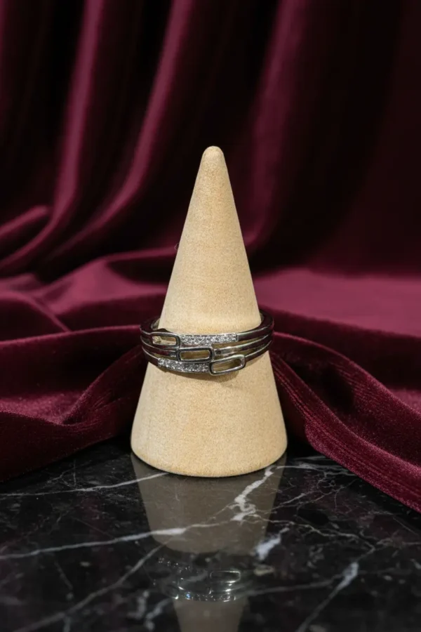 Silver CZ Modern Band Ring for Women Daily Wear