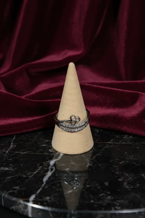 Silver CZ Triple Circle Band Ring for Women