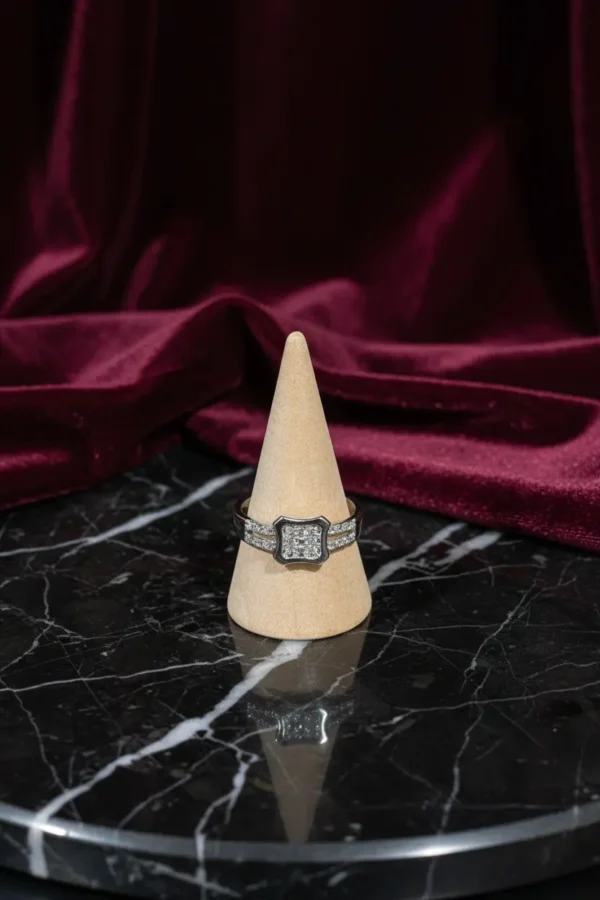 Silver CZ Square Band Ring for Women Daily Wear