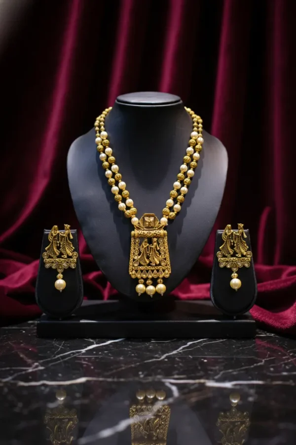 Gold Plated Bride Groom Temple Jewellery Set with Earrings