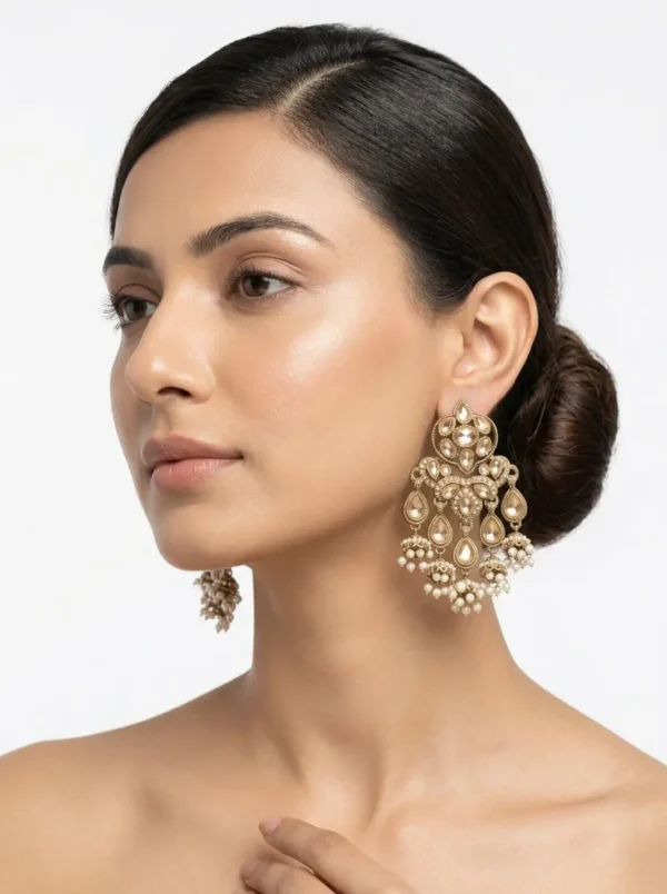 Gold Toned Pearl Dangler Jhumka Earrings