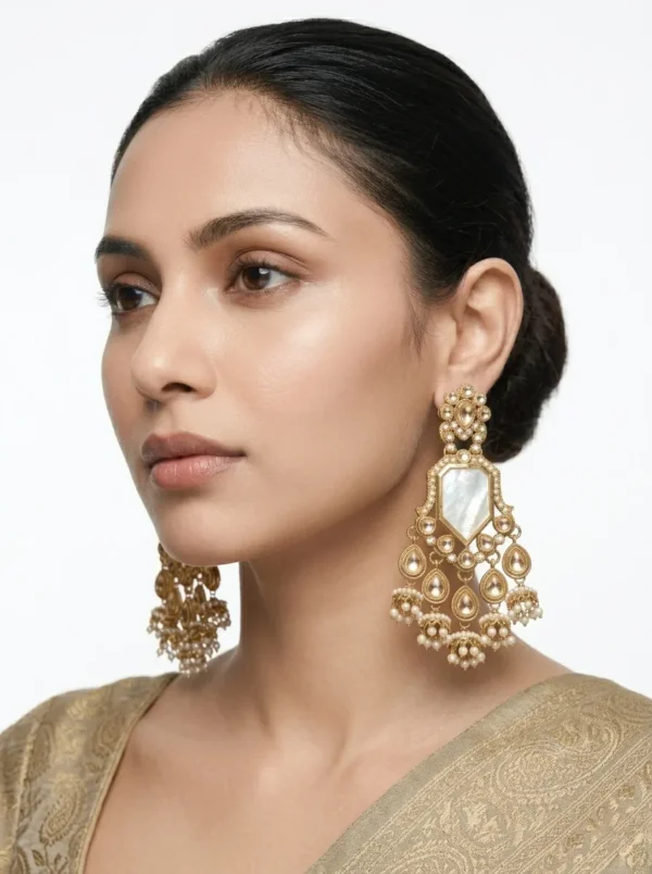 Royal Mirror Pearl Dangler Jhumka Earrings
